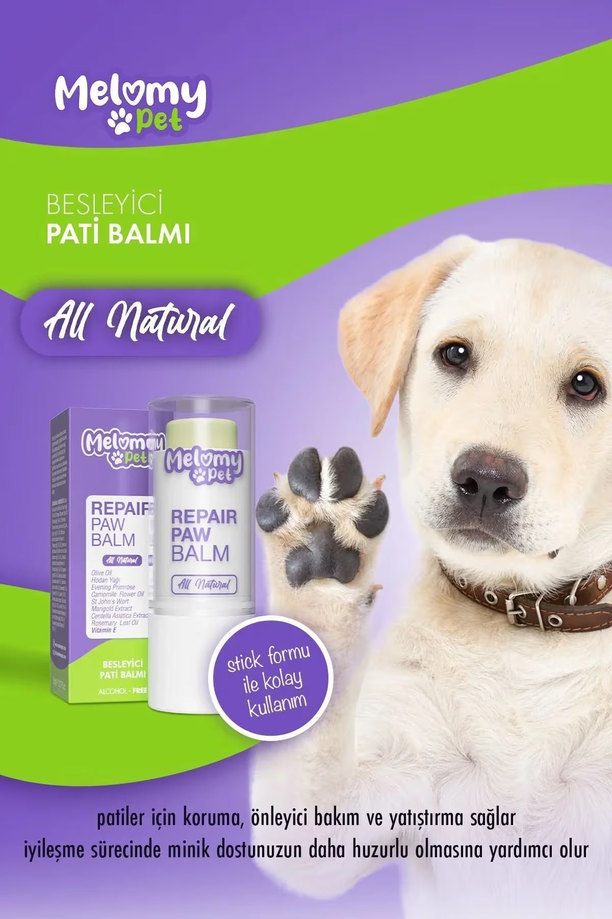 Melomy Pati Balm uygulama görseli - köpek patisi bakım kremi