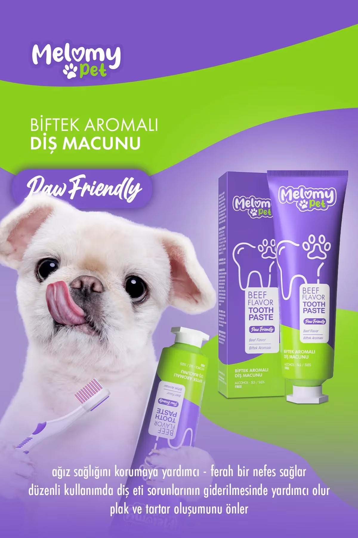 Melomy Pet Biftek Aromalı Diş Macunu