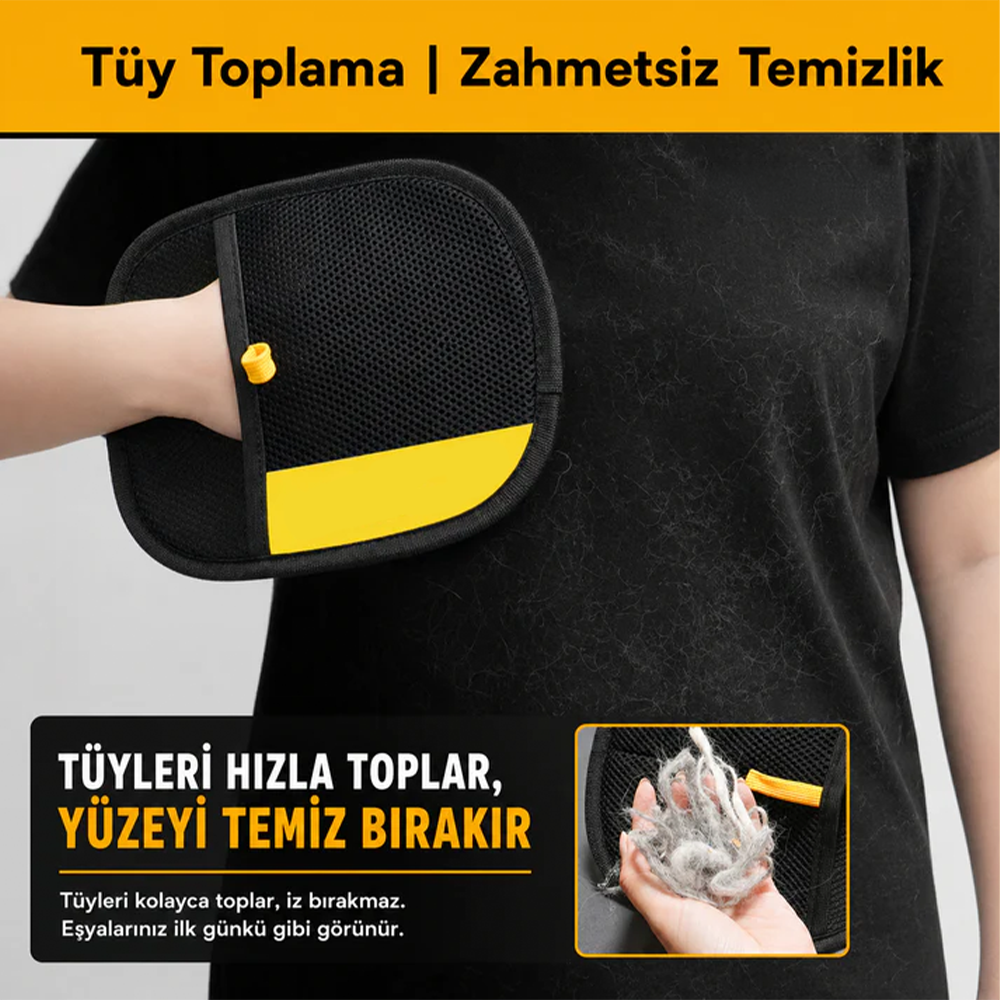 Tüy Toplayıcı Eldiven - Kedi ve Köpek Tüyü Temizleyici