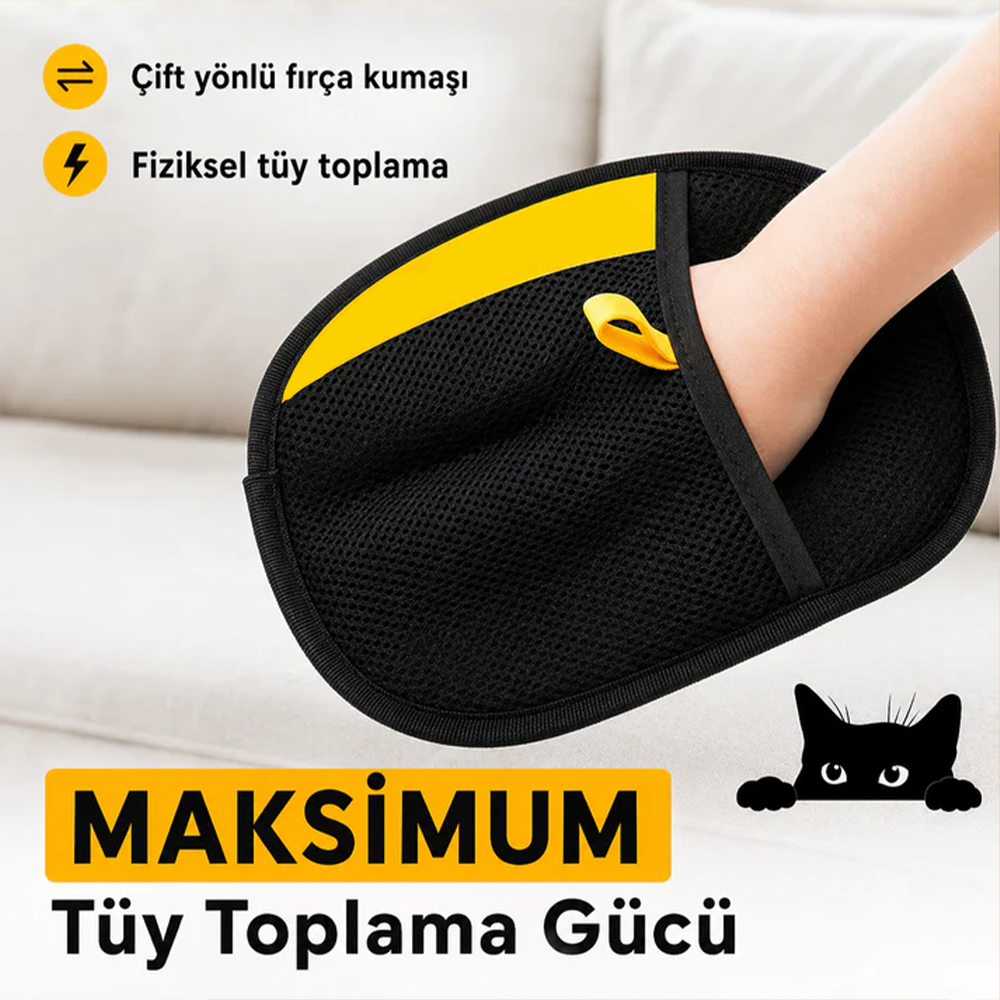 Tüy Toplayıcı Eldiven - Kedi ve Köpek Tüyü Temizleyici
