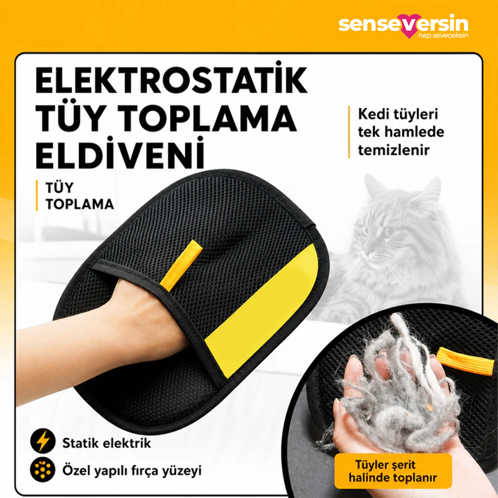 Tüy Toplayıcı Eldiven - Kedi ve Köpek Tüyü Temizleyici